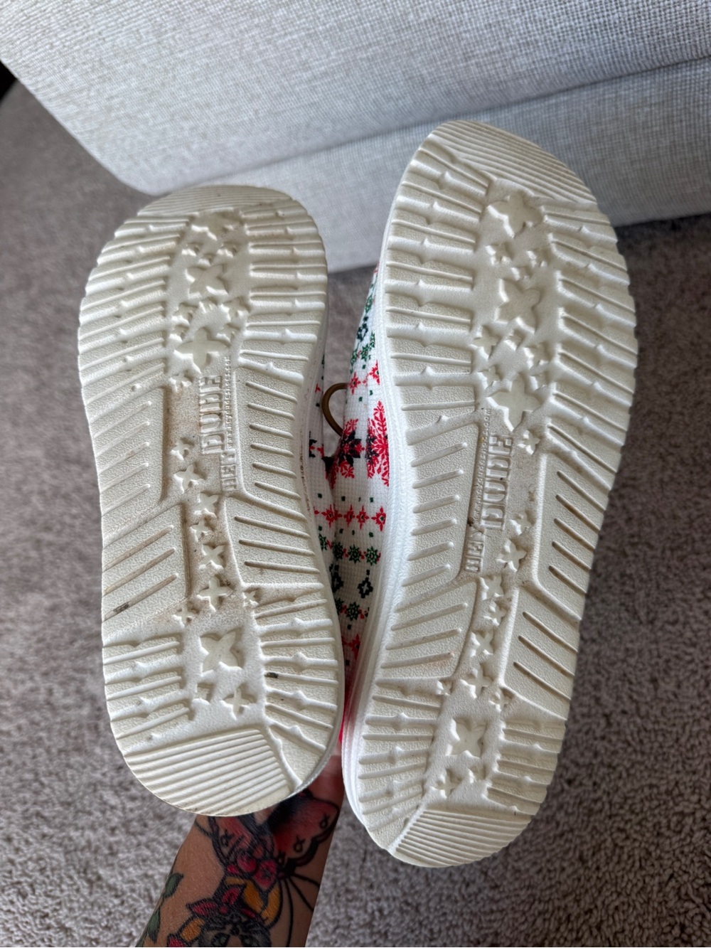 Hey Dude Women’s Red, White and Green Patterned Slip-On Sneakers - Picture 9 of 13